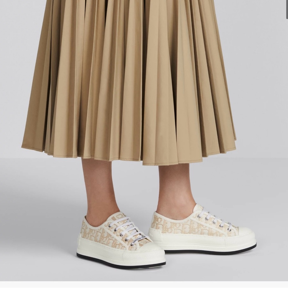 $1200 DIOR Walk’n’Dior Platform Sneaker Gold-Tone Dior Oblique Size 38